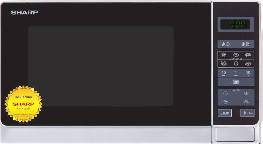 Vrijstaande magnetron 800W 20L zilver met ontdooifunctie en kookwekker