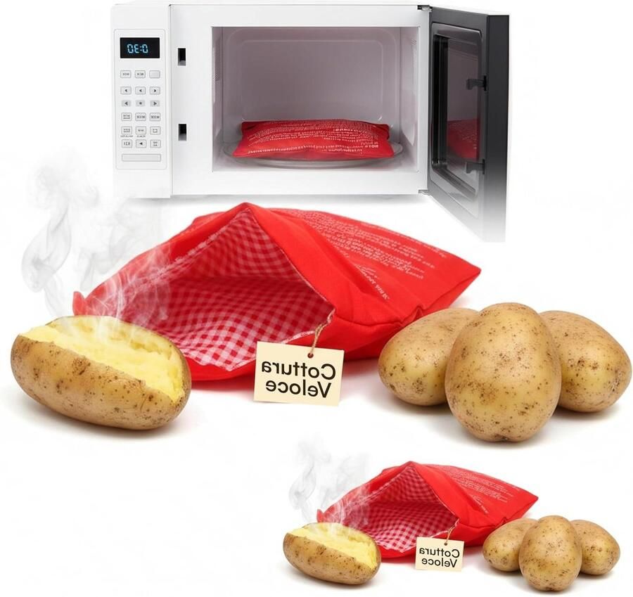Magnetron Aardappelkoker Kookzak Dieet Snel Aardappelen Koken Herbruikbaar 26 x 205 cm Rood