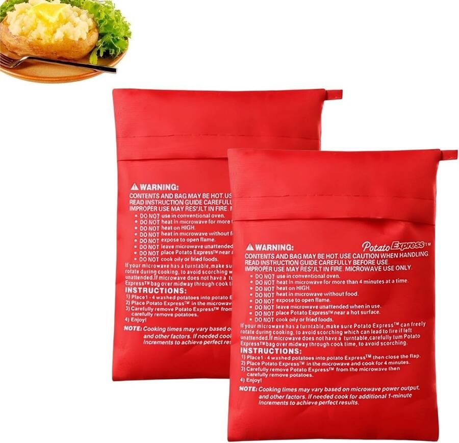 Magnetron aardappelzak 2 stuks aardappelzak potato bag magnetron herbruikbare kooktas aardappelzak ShopVlot