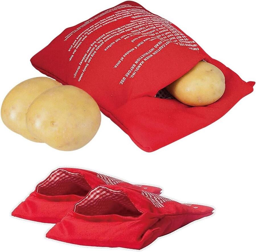 Magnetron Aardappelzak Kookzakken Snel Koken Herbruikbaar Ontwerp 3 Stuks Rood