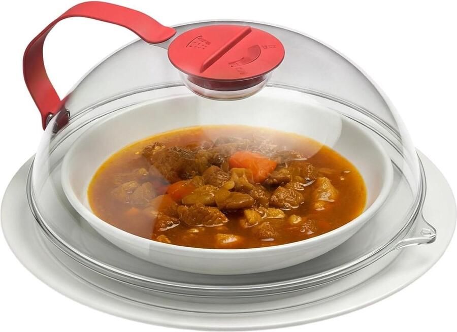 Magnetron Afdekking Spatdeksel Magnetron Voedsel Opwarmen Met Waterverstuiver 27 x 11 cm Rood