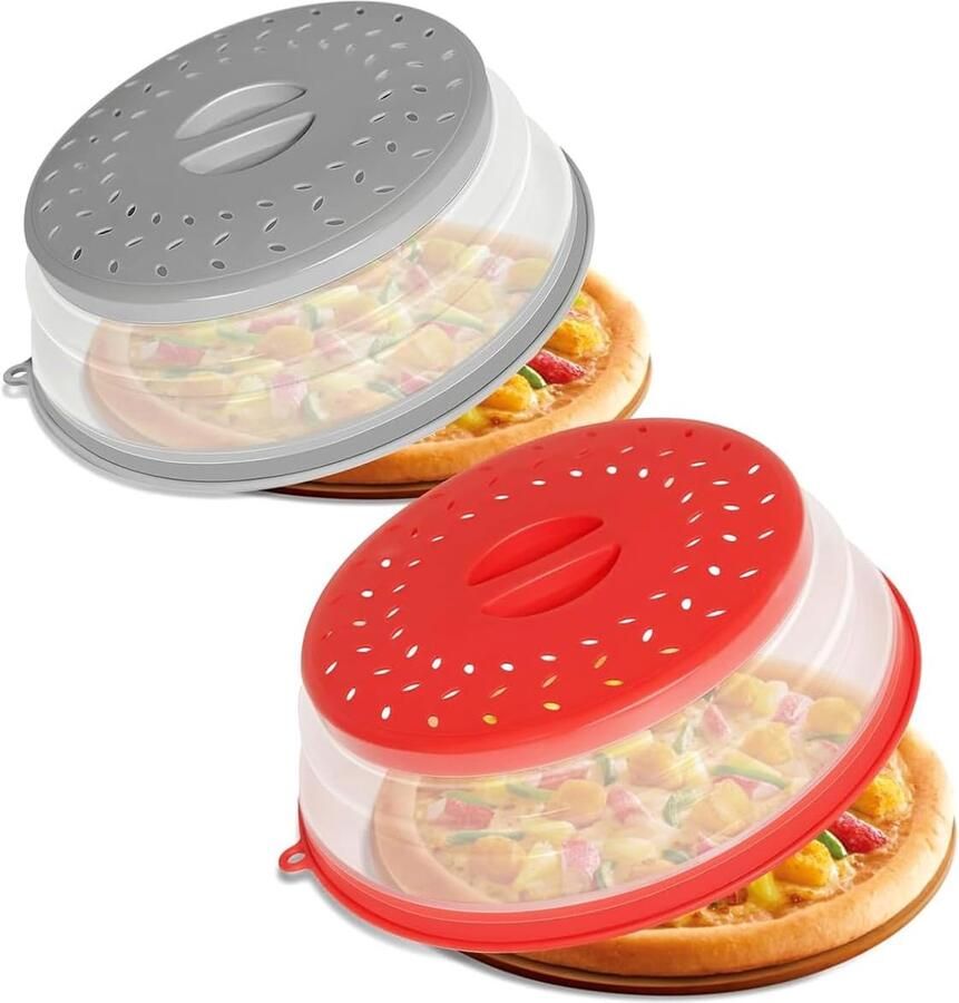 Magnetron Afdekking Vacuüm Deksel Eten Opwarmen Met Stoomgaten 27 Cm Diameter Rood Grijs