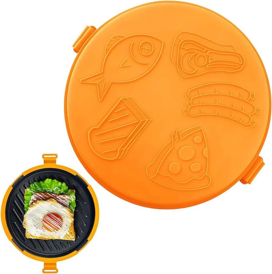 Magnetron Bakplaat Sandwich Grill Rooster Snel Maaltijden Bereiden Geurvrij Verwarmen 25 cm breed Oranje