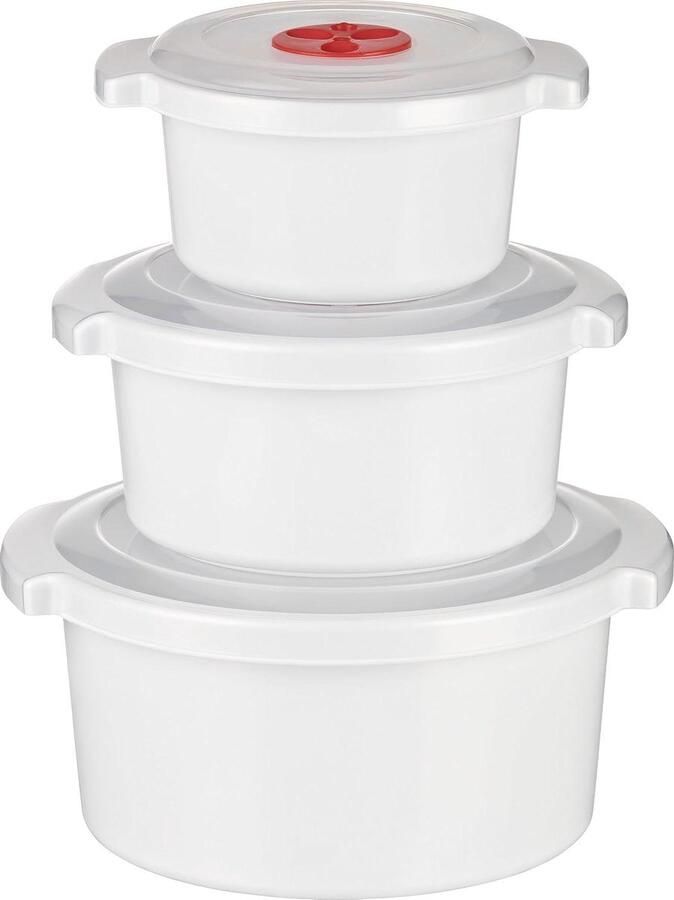 Magnetron Beker Set Verse en Diepvries Set Eten Opwarmen Met Stoomventiel 3 Delig 0.5 1 2L