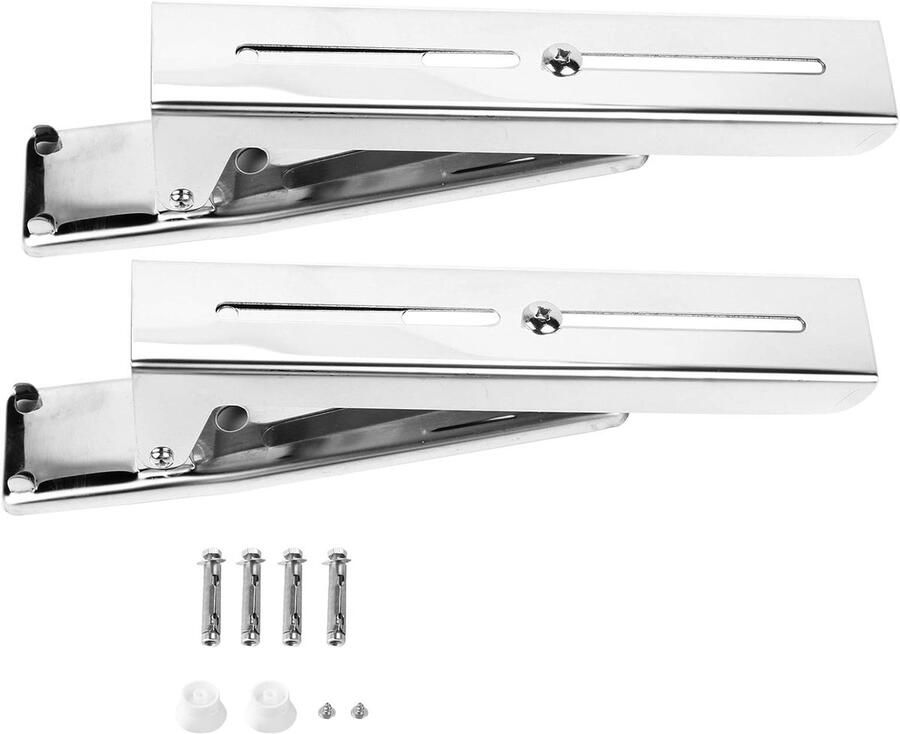 Magnetron Beugel Muurbevestiging Oven Keuken Opbergen Opvouwbaar RVS 23-40cm Uitschuifbaar Zilver