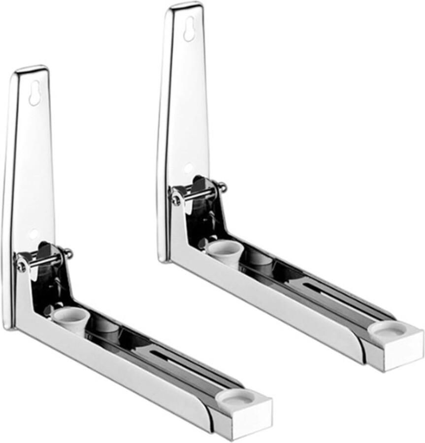 Magnetron Beugel Oven Plank Houder Wandmontage Keuken Verstelbaar & Opvouwbaar Eén Maat Zilver
