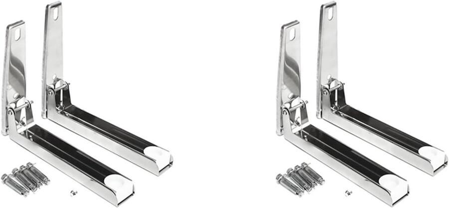 Magnetron Beugel Oven Plank Keuken Opbergen Opvouwbaar Ontwerp 22-40cm Uitschuifbaar Zilver