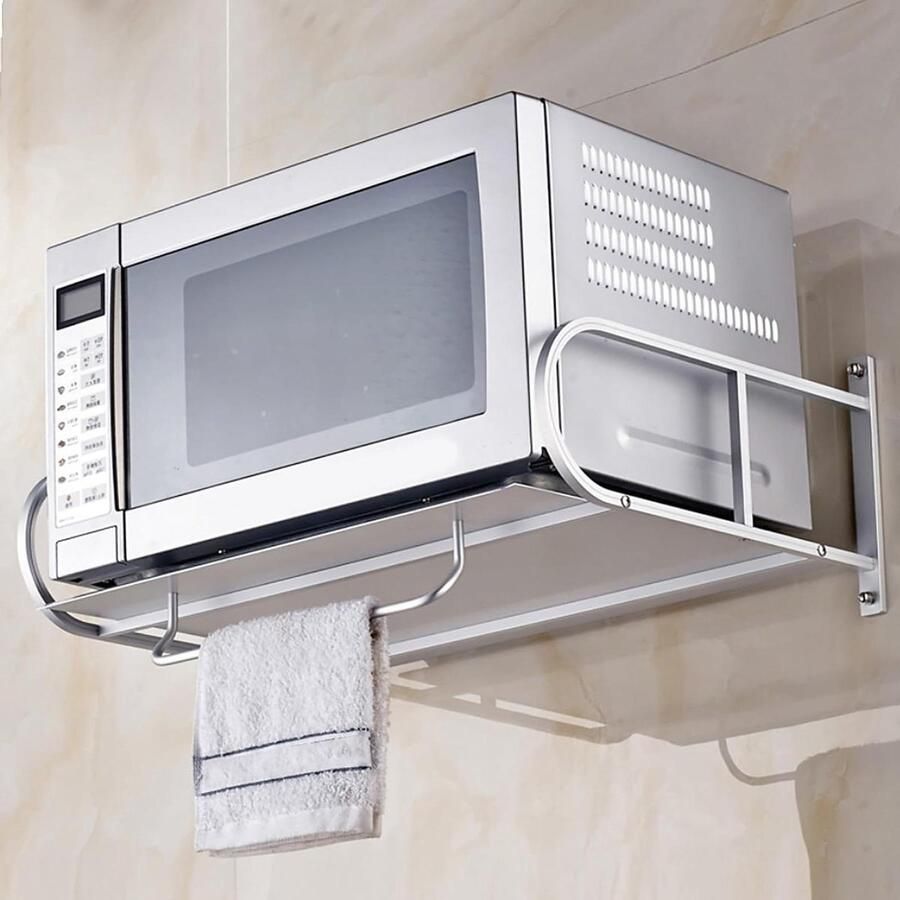 Magnetron Beugel Wandrek Oven Keuken Organiseren Slijtvaste Aluminiumlegering 31x42x21 cm Zilverwit