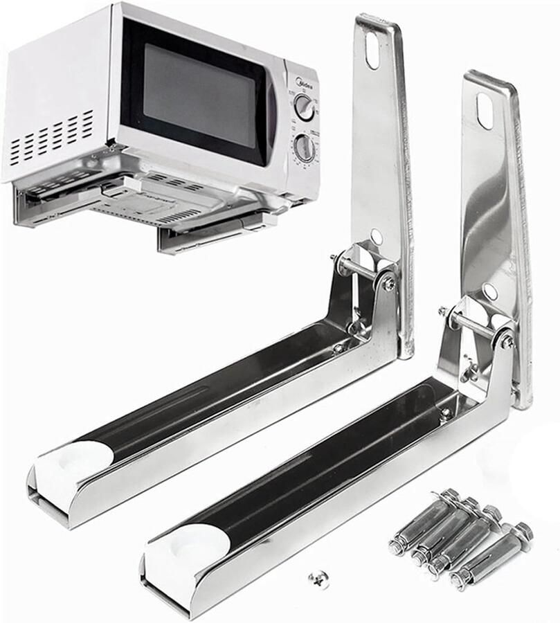 Magnetron Beugel Wandsteun Oven Ruimte Besparen Opvouwbaar Ontwerp 22-40cm Uitschuifbaar Zilver