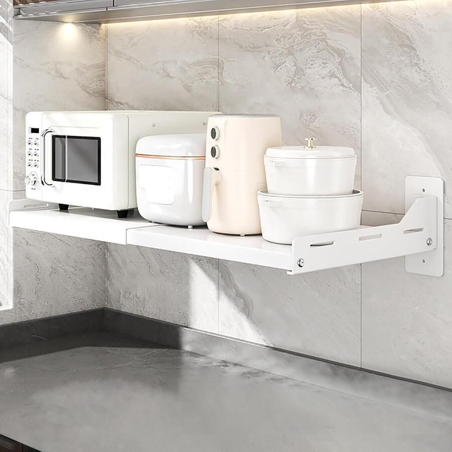 Magnetron Beugels Oven Plank Keuken Opbergen Intrekbaar Ontwerp 38 61 x 34 cm Wit