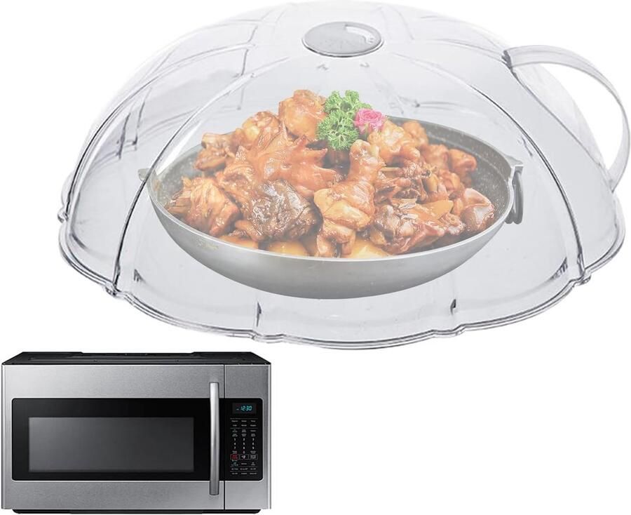 Magnetron Deksel Kookdeksel Oven Voorkomt Spatten Houdt Vocht Vast 27.5 cm Diameter Transparant