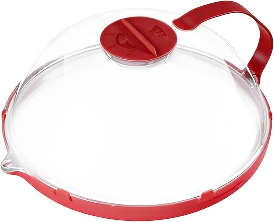 Magnetron Deksel Spatbescherming Magnetron Voedsel Opwarmen Stoomregeling Venster 27 x 11 cm Rood