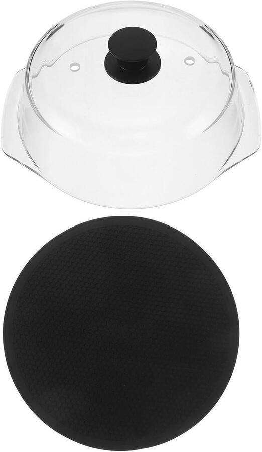 Magnetron Deksel Spatdeksel Glas Voedsel Opwarmen Geventileerd Ontwerp 24 cm Diameter Transparant