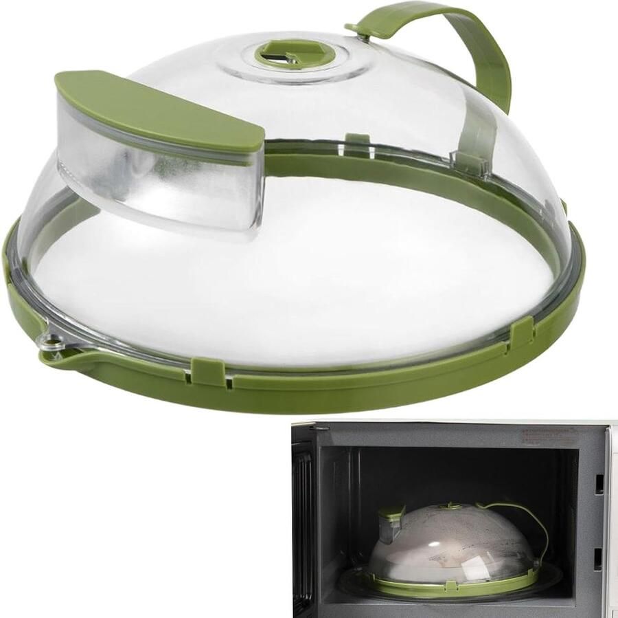Magnetron Deksel Spatdeksel Keuken Voedsel Opwarmen Geïntegreerde Stoomfunctie 28.5 x 28.1 cm Groen