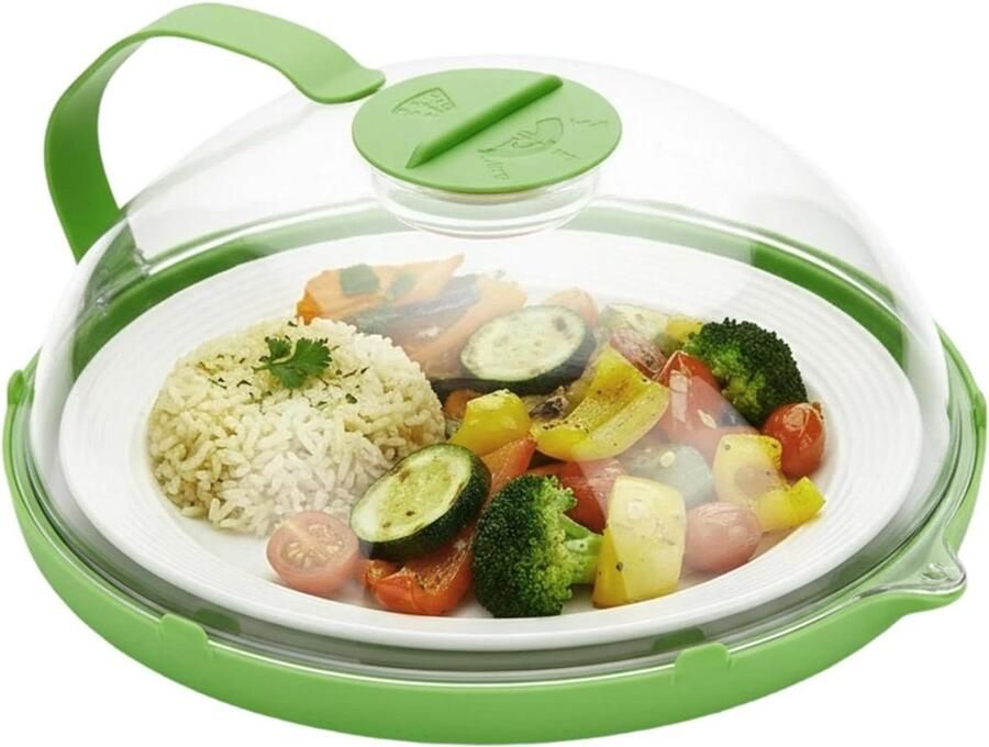 Magnetron Deksel Spatdeksel Keuken Voedsel Opwarmen Met Handvat 27x11 cm Groen