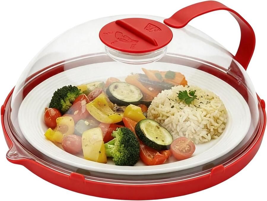 Magnetron Deksel Spatdeksel Voedsel Schoon Koken Vochtbehoud Ontwerp 27x11cm Rood
