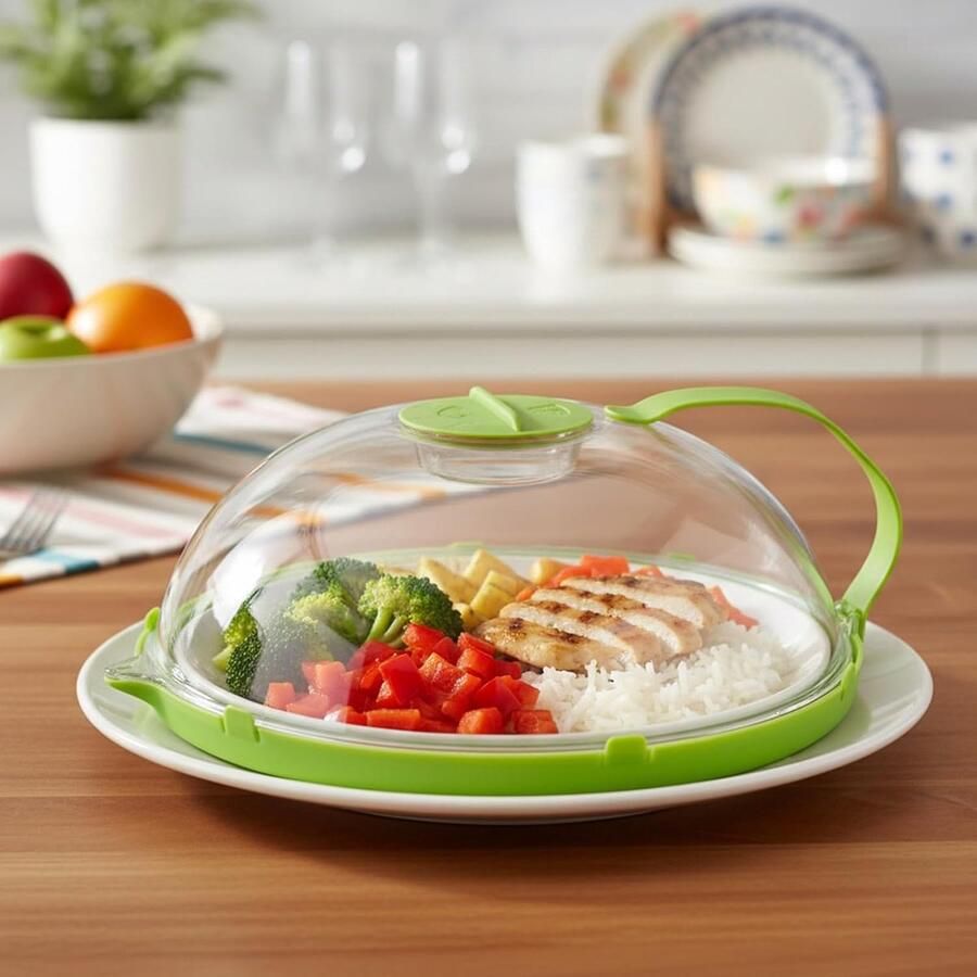 Magnetron Deksel Voedsel Cover Schoon Koken Met Stoomfunctie 27x11cm Groen