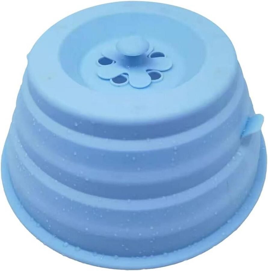 Magnetron Deksel Voedsel Cover Spatvrij Koken Magnetisch Opvouwbaar 30cm Diameter Blauw