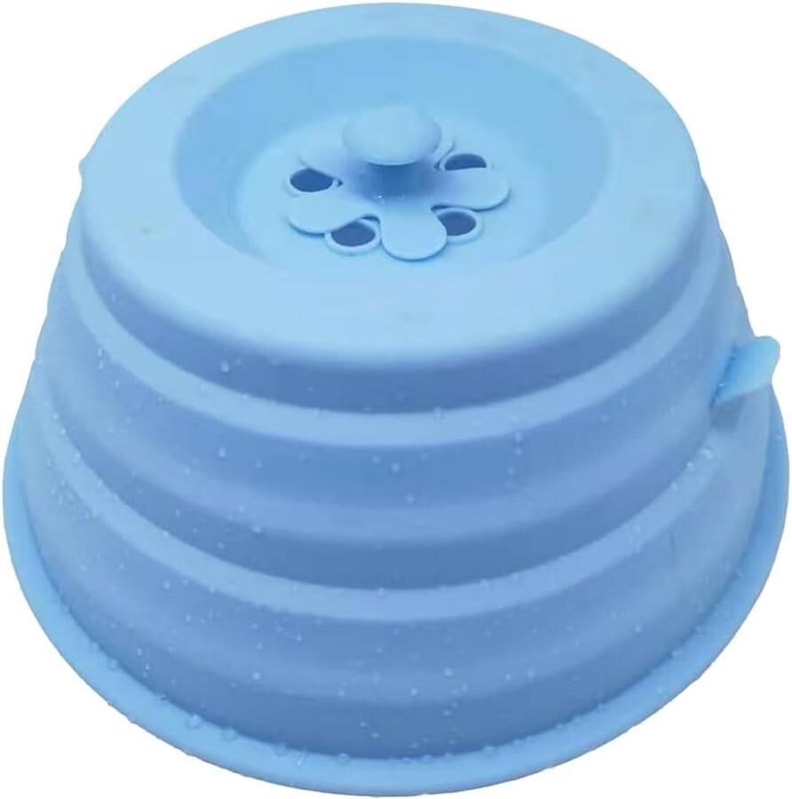 Magnetron Deksel Voedsel Cover Spatvrij Koken Magnetisch Opvouwbaar 30cm Diameter Blauw