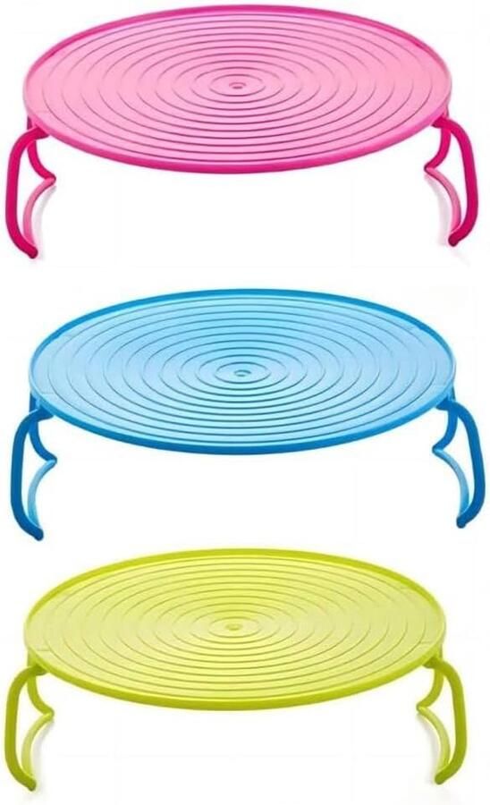 Magnetron Dienbladen Stoomrek Rooster Gezond Koken Inklapbare Poten Ruimtebesparend 235 cm Diameter Set van 3 Kleuren