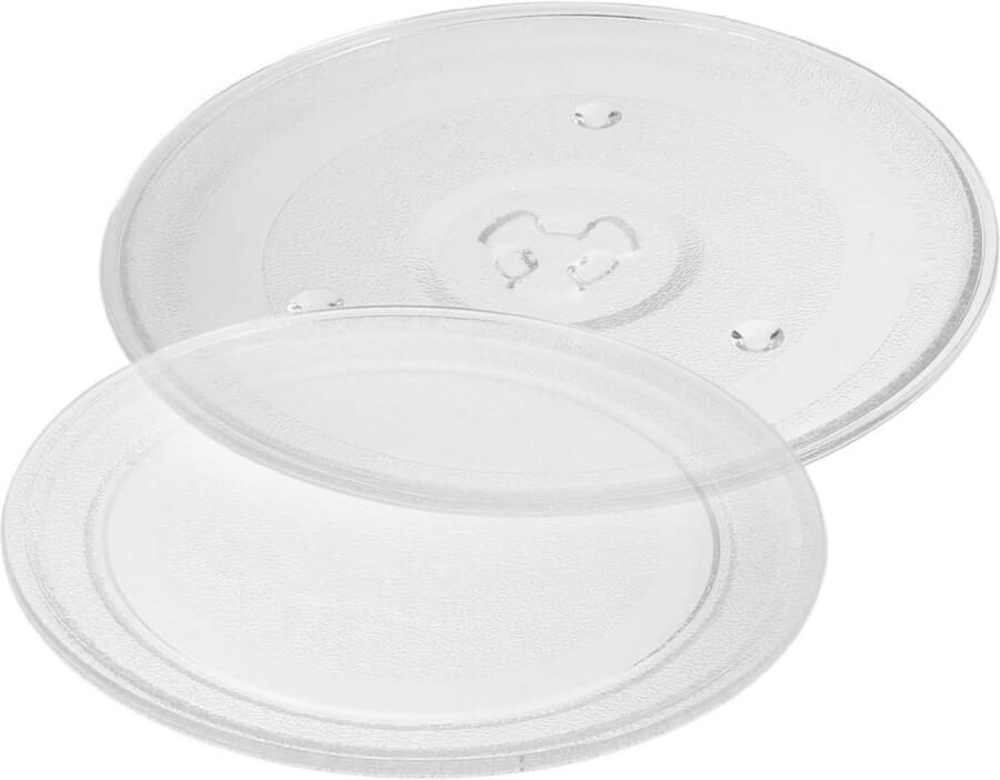 Magnetron Draaitafel Oven Plaat Gelijkmatig Verwarmen Set van Twee 24 cm Diameter Transparant