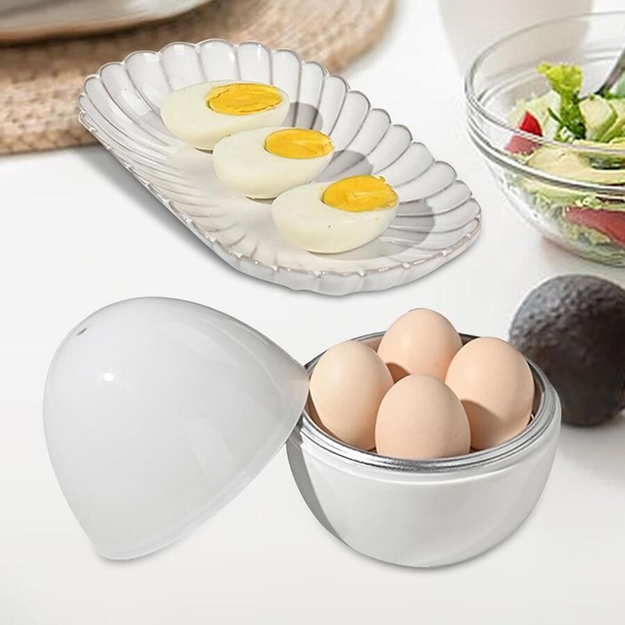 Magnetron Eierkoker Stoomkoker Keuken Snel Eieren Koken Voorkomt Gebarsten Eieren Voor 4 Eieren Wit