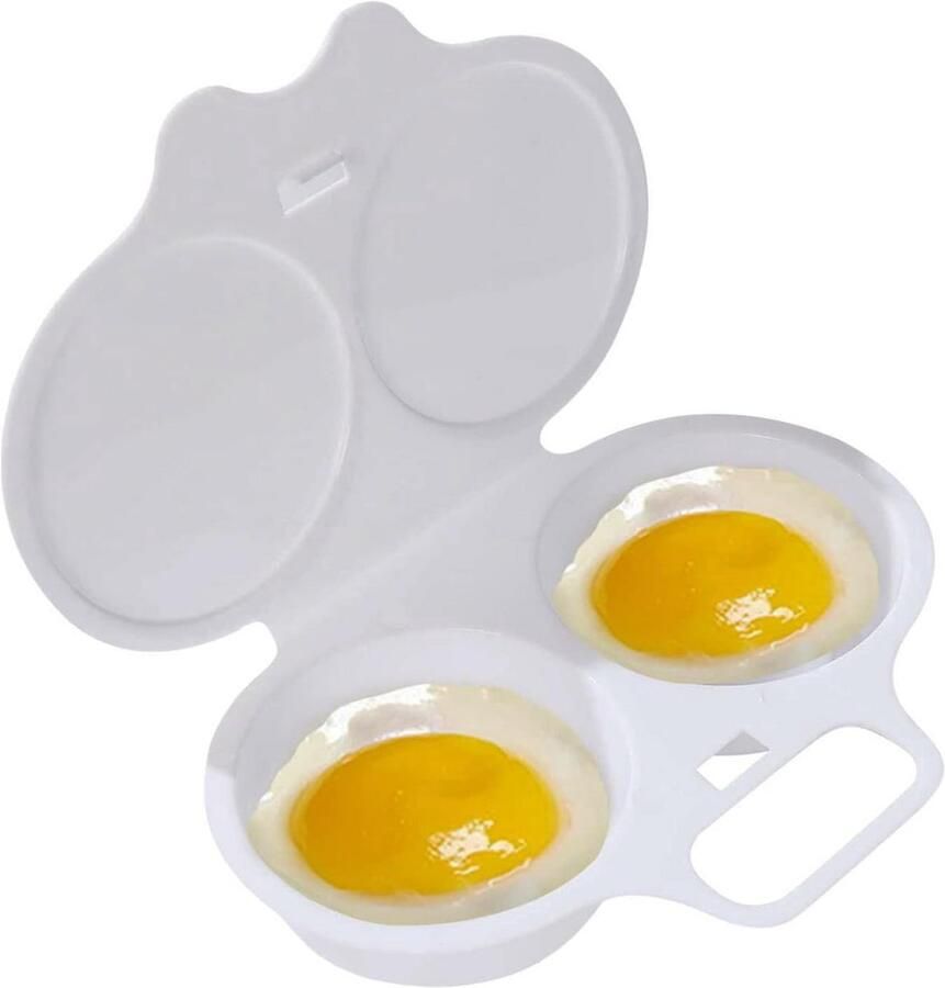 Magnetron Ei Pocheerder voor 2 Eieren Snel en Non-Stick Eierkoker voor Ontbijt