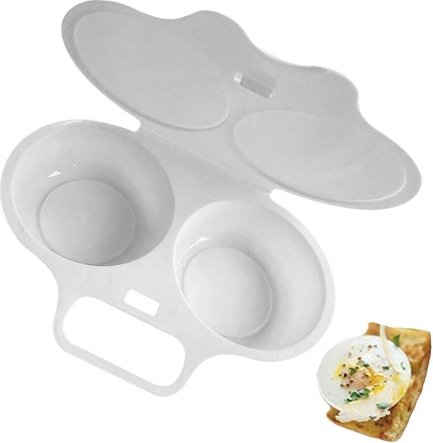 Magnetron Ei Stoomboot Ei Stroper Ontbijt Maken Dubbele Holte 16 x 11.5 x 3 cm Wit