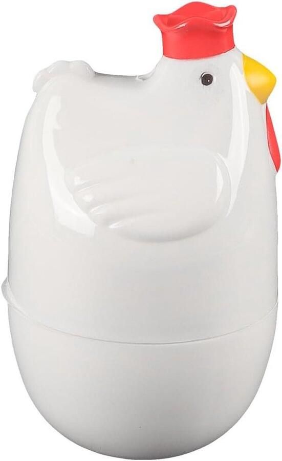 Magnetron Ei Waterkoker Stroper Kookplaat Ontbijt Koken Kip Vorm Design 6.7 x 11 cm Wit