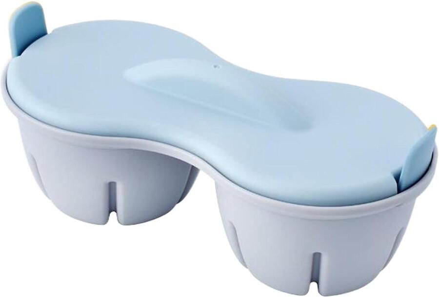 Magnetron Eierketel Dubbele Houder Ontbijt Maken Gelijkmatige Verwarming 22 x 8.7 x 11 cm Blauw