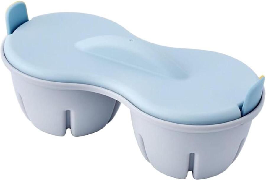 Magnetron Eierketel Eierkoker Stomer Ontbijt Maken Dubbele Holte 22 x 8.7 x 11 cm Blauw