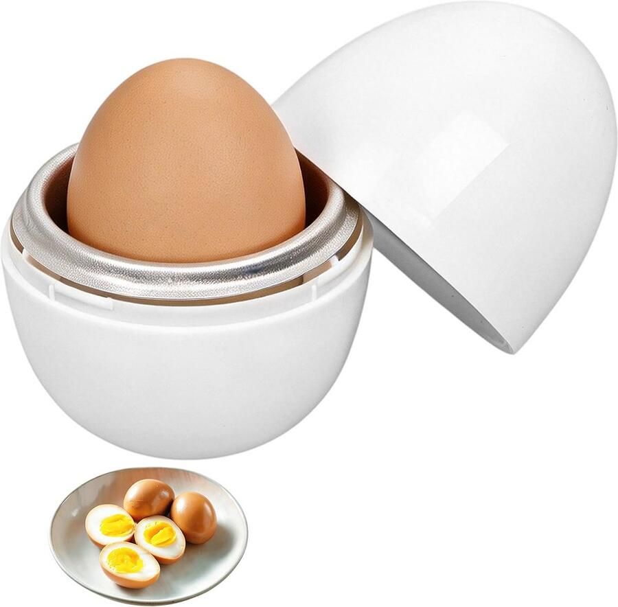 Magnetron Eierkoker 1 Eieren Eierstoompan Snelkookpan gekookte eieren met deksel eierkoker voor hard en middelhard koken Binnen 9 min Klaar voor kantoor en thuis 9x7cm