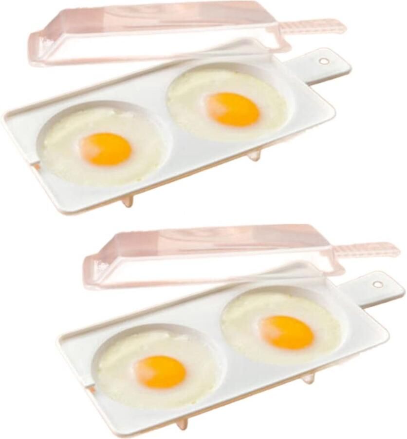 Magnetron Eierkoker 2 stuks Dubbele Holte Magnetron Eierkoker Ei Koker Snelle magnetron eierkoker Voedselveilig PP Met Deksel en Handvat Keukengereedschap Snel ei koken bakken Compact formaat Voor Keuken Ontbijt Wit