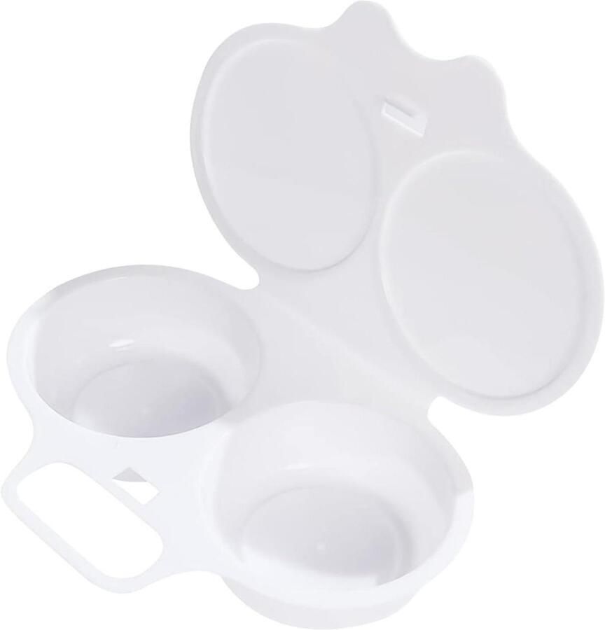 Magnetron Eierkoker Ei Boiler Pocheuse Ontbijt Maken Dubbele Stoomruimte 13 x 5 cm Wit