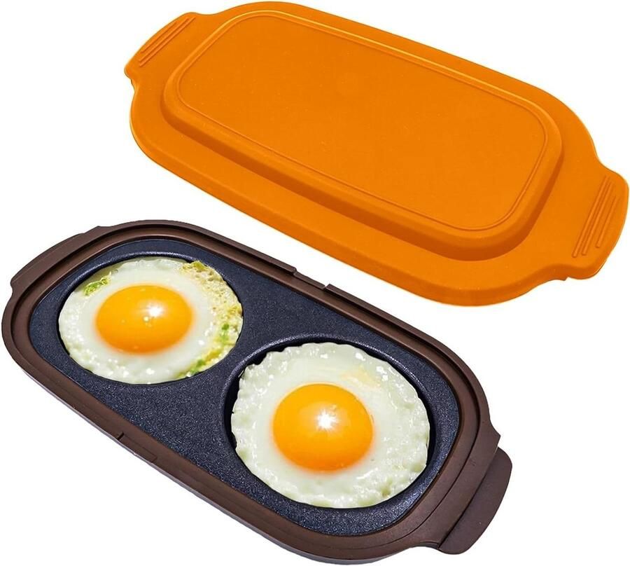 Magnetron Eierkoker Ei Magnetron Eier Friteuse Snel Ontbijt Maken Dubbele Kamers 24.13 x 13.31 cm Oranje
