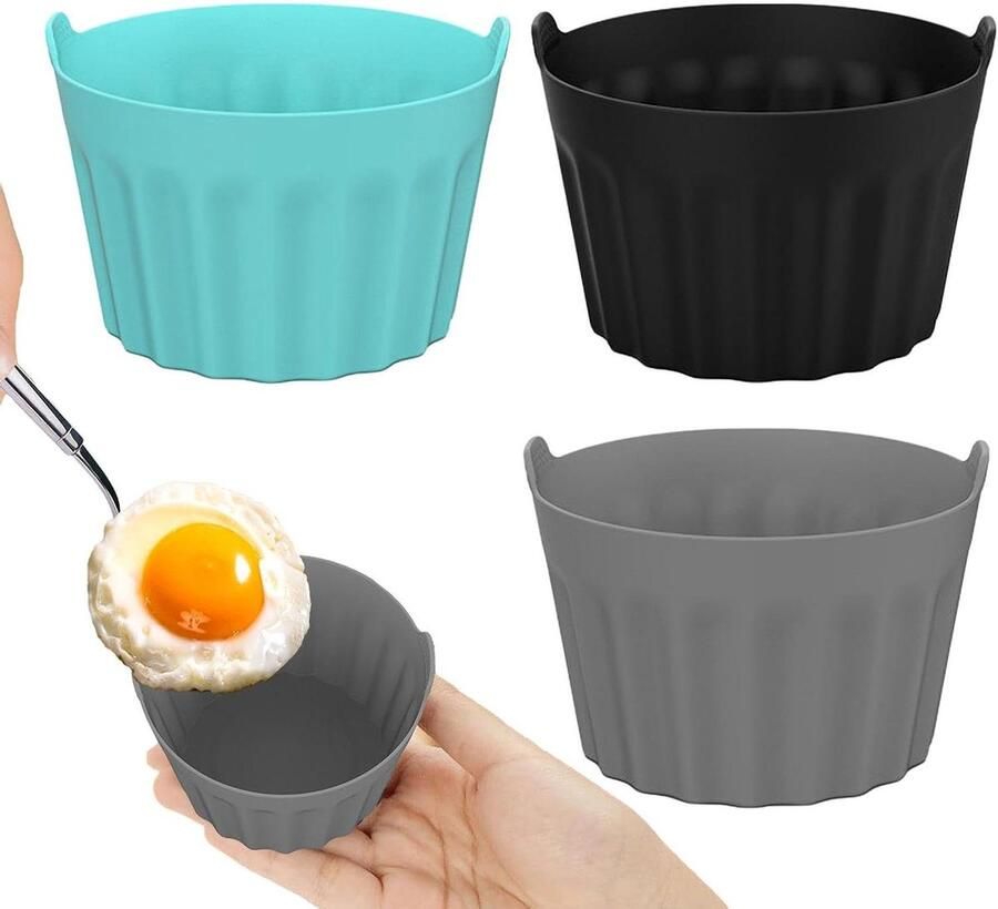 Magnetron eierkoker Ei maker Snel ontbijt maken Anti-aanbak siliconen 3 stuks Blauw