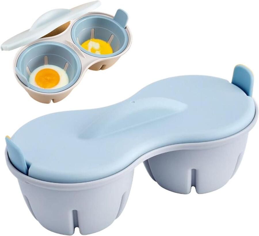 Magnetron Eierkoker Ei Stroper Ontbijt Maken Dubbele Holte 23 x 12 x 9 cm Blauw