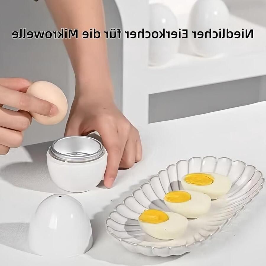 Magnetron Eierkoker Eier Koken Snel Ontbijt Veiligheidsopzetstuk 1 of 4 Eieren Wit