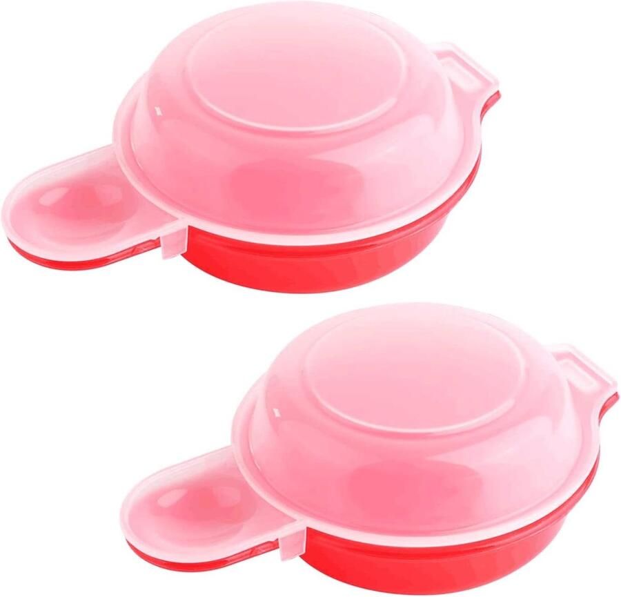 Magnetron Eierkoker Eier Maker Omelet Snel Ontbijt Maken Non-stick BPA-vrij 2 stuks Rood en Helder