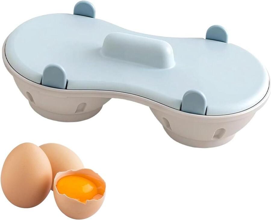 Magnetron Eierkoker Eier Pocheerder Stomer Snel Ontbijt Maken Hittebestendig Ontwerp 2 Holen Blauw