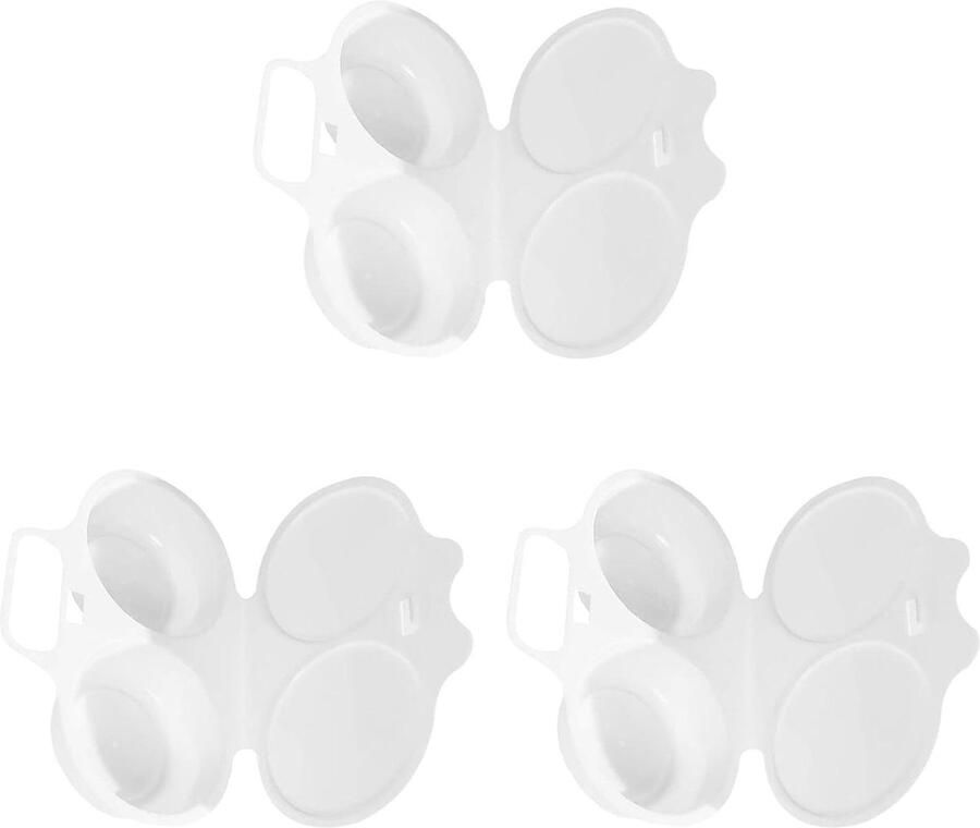 Magnetron Eierkoker Eier Stomer Snel Eieren Koken Opvouwbaar Ontwerp 3 Stuks Wit