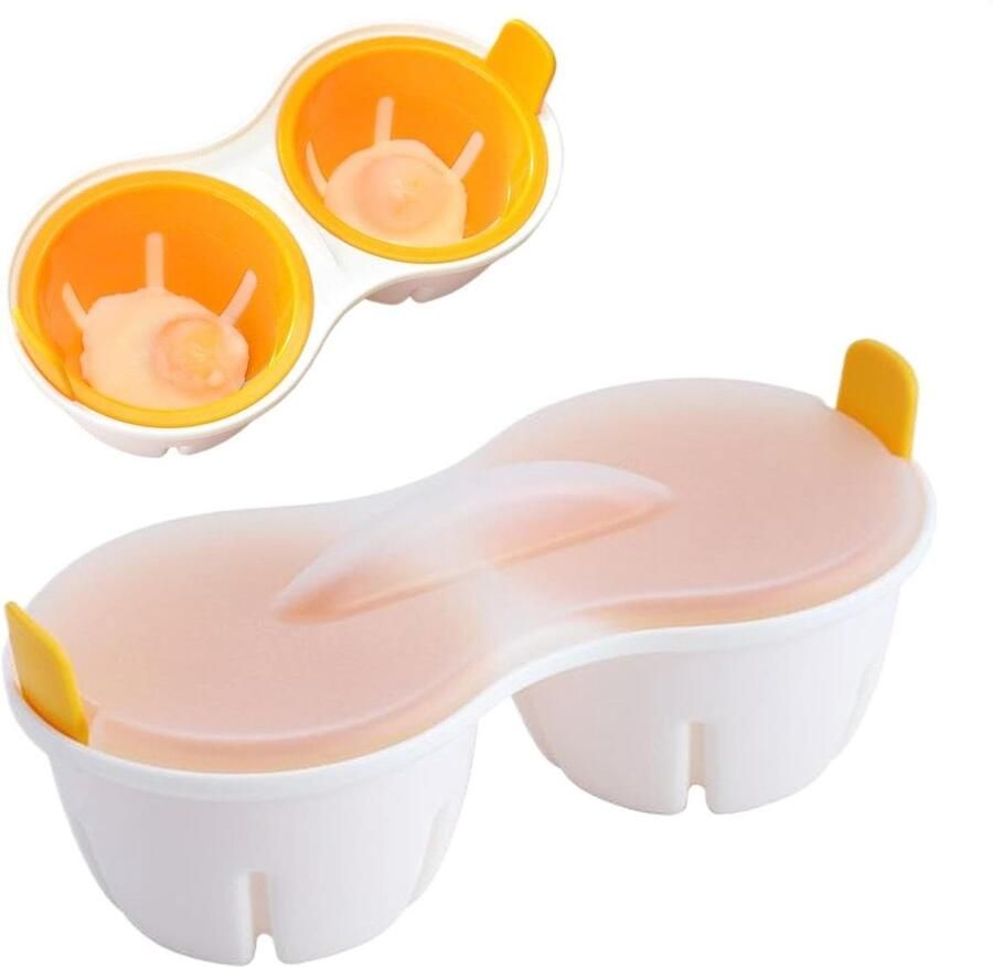 Magnetron Eierkoker Eierketel Magnetron Snel Eieren Koken Dubbele Holtes 22 cm Geel