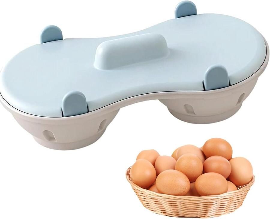 Magnetron eierkoker Eiermaker stomer Snel ontbijt maken Hittebestendig PP materiaal 2 holtes Blauw