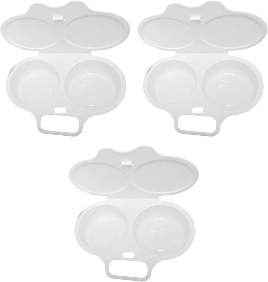 Magnetron Eierkoker Eierpoacher Set Snel Eieren Koken Herbruikbaar Materiaal 3 Stuks Wit