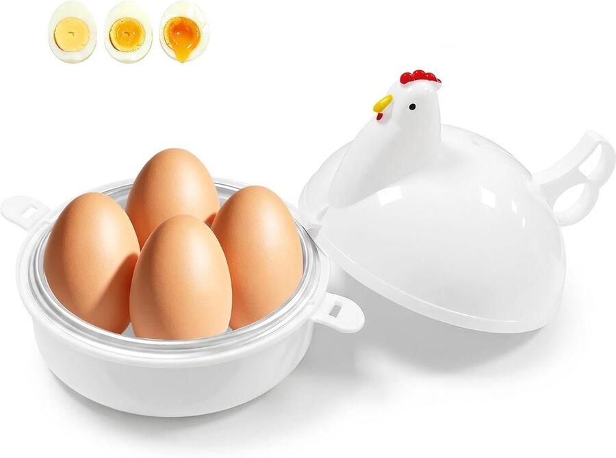 Magnetron eierkoker Eierstoker kip Snel eieren koken Stoomkoken behoudt voedingsstoffen Voor 4 eieren Zwart