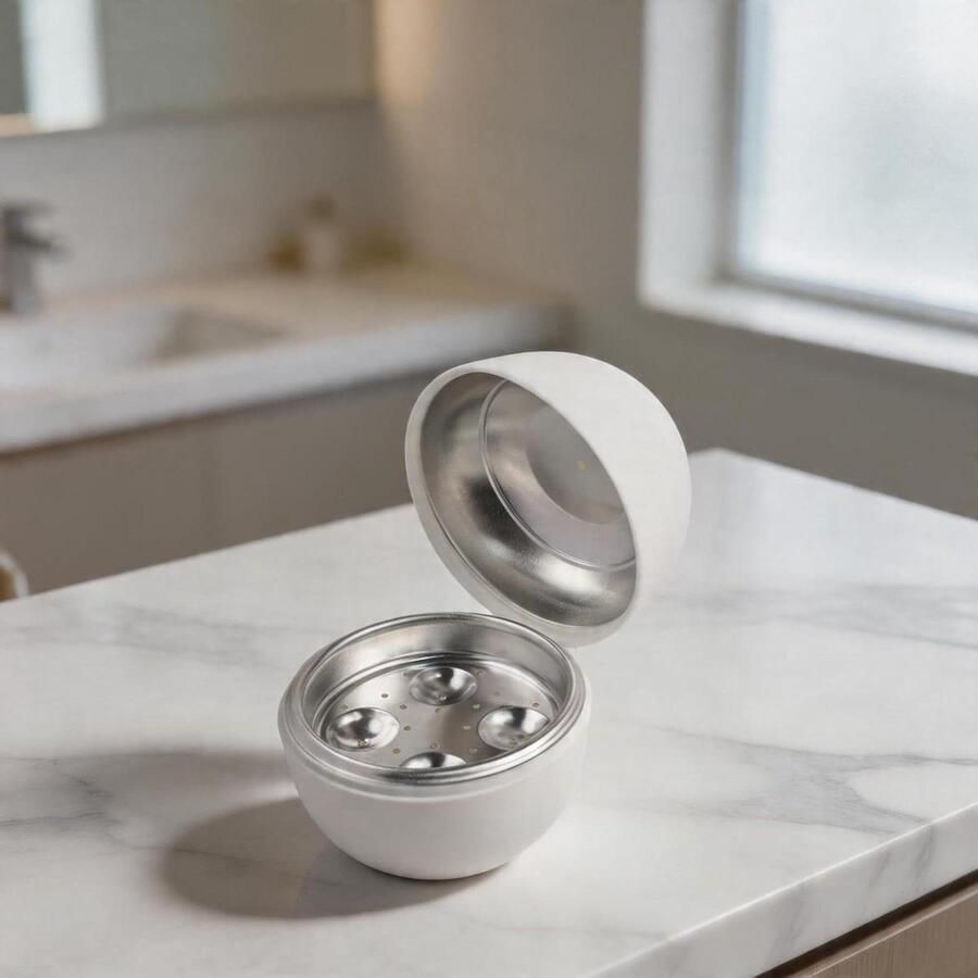 Magnetron eierkoker Eierstomer boiler Snel eieren koken Aluminium binnenlaag Voor 4 eieren Wit