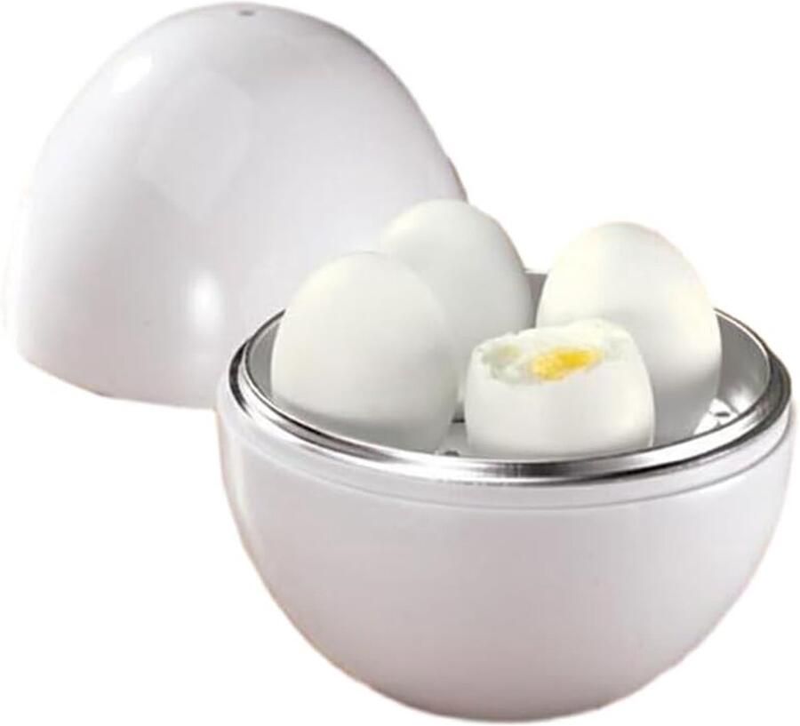Magnetron Eierkoker Eierstomer Ketel Snel Ontbijt Maken Veilig en Draagbaar 13.5 cm Wit