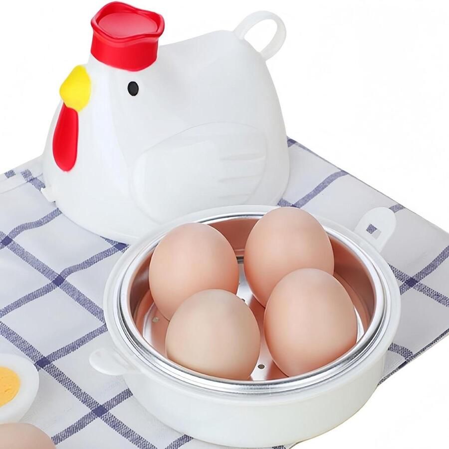 Magnetron Eierkoker Eierstomer Kippenvorm Ontbijt Maken Zonder Pan 1-4 Eieren Wit