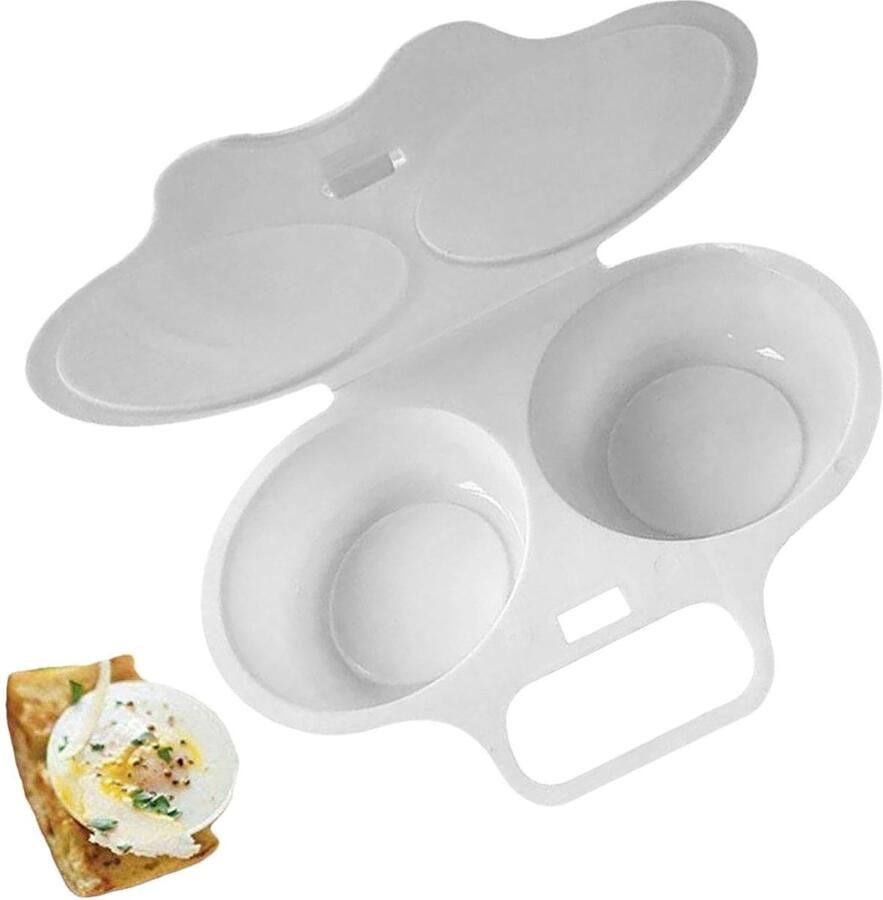 Magnetron Eierkoker Eierstroper Eierkoker Snel Ontbijt Maken Dubbellaags Ontwerp 16 cm Wit