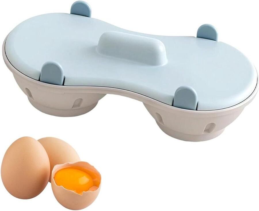 Magnetron Eierkoker Eierstroper Stomer Snel Ontbijt Maken Hittebestendig PP Materiaal 2 Holtes Blauw